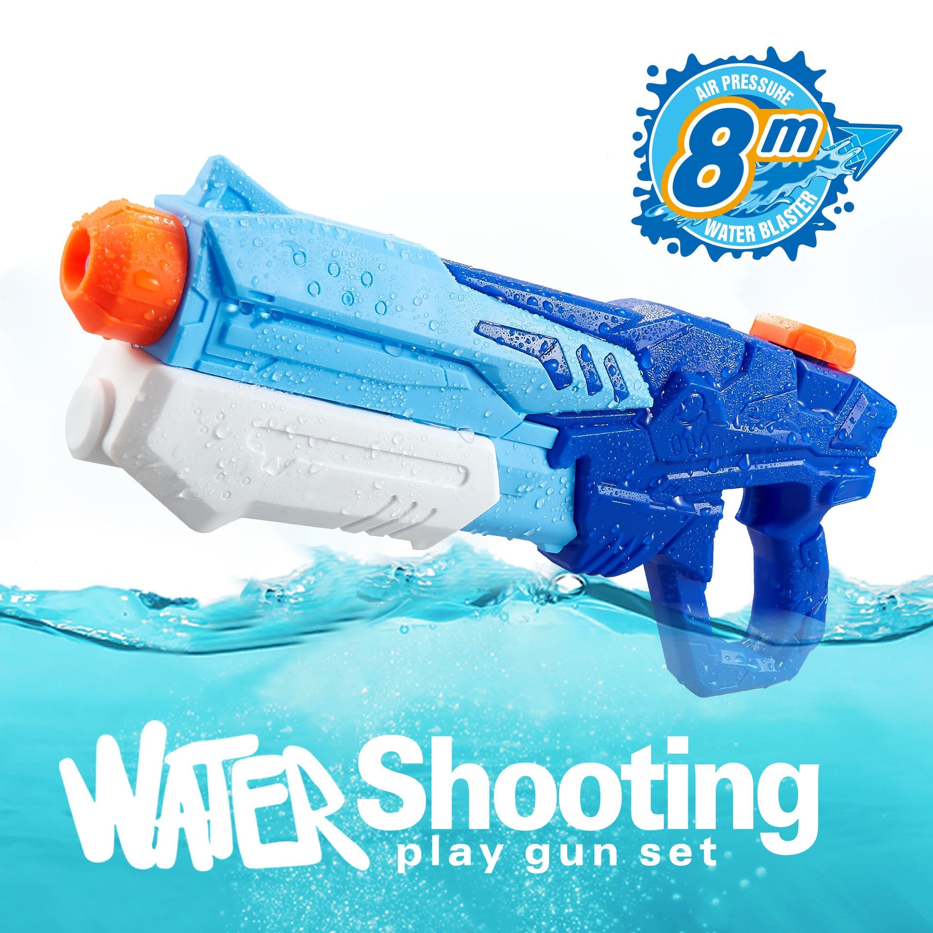 Pistol cu Apa pentru Copii, Rezervor, Pentru Piscina/Plaja, Flippy, 6ani+,  Albastru, 600ML-2