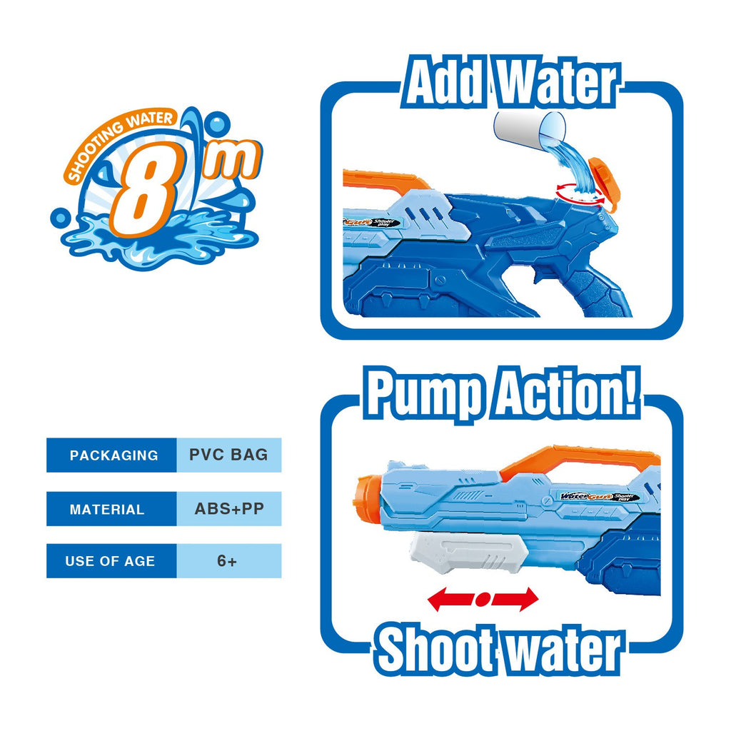 Pistol cu Apa pentru Copii, Rezervor, Pentru Piscina/Plaja, Flippy, 6ani+, Albastru, 1500ML-3