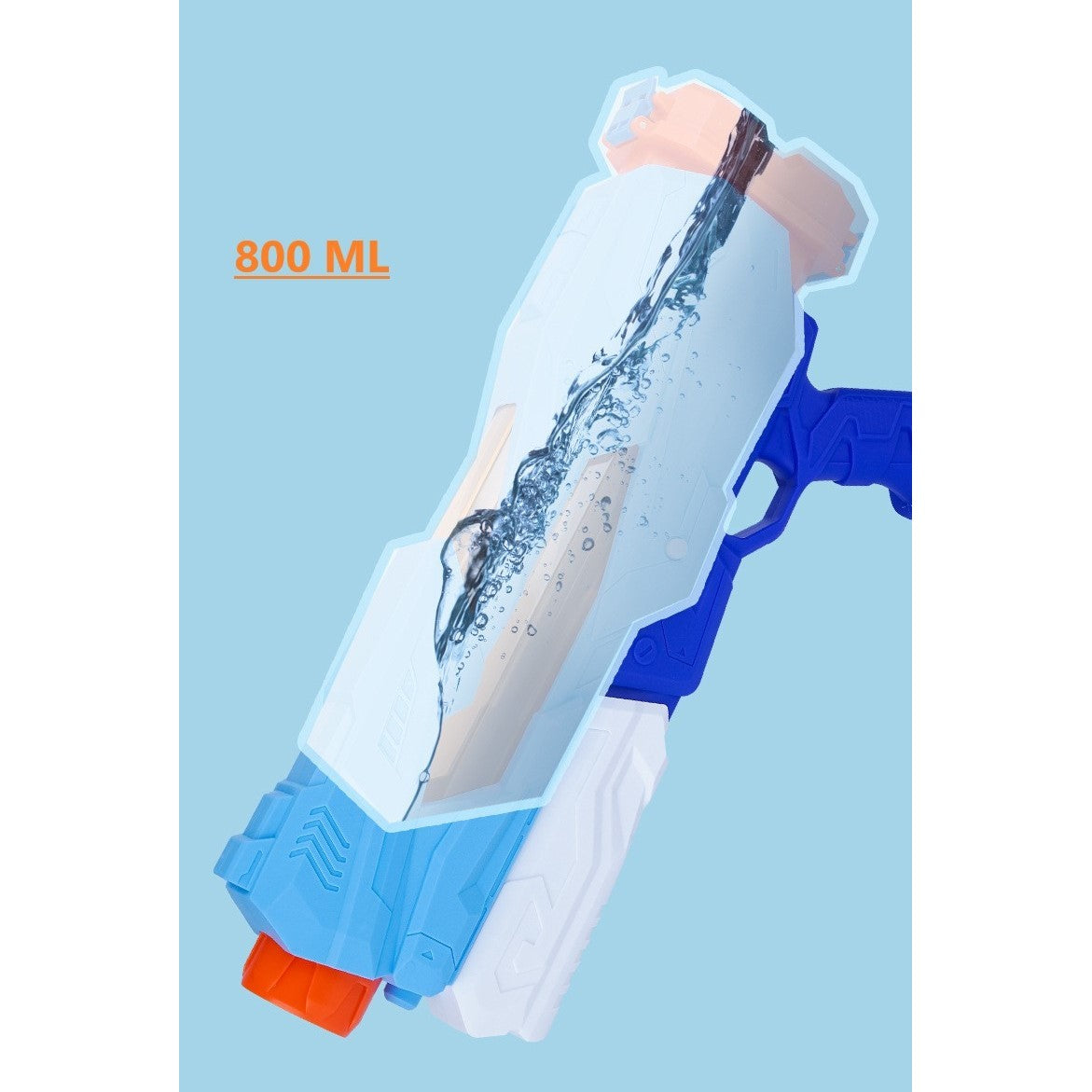 Pistol cu Apa pentru Copii, Rezervor, Pentru Piscina/Plaja, Flippy, 6ani+,  5 duze, Quick Fill, Albastru, 800ML-4