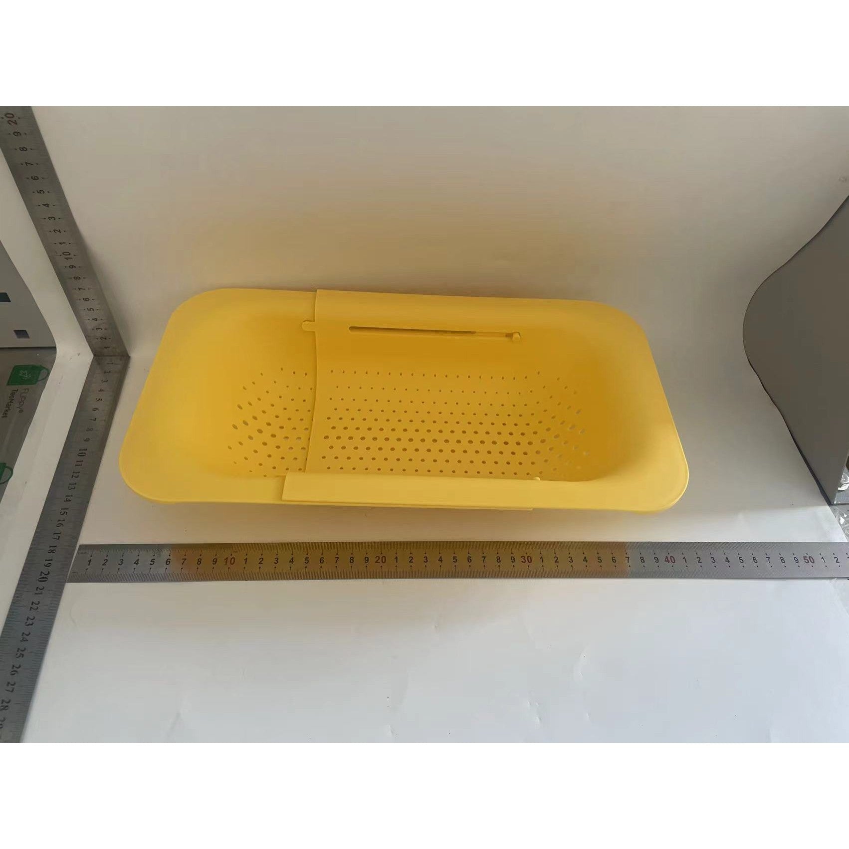 Cos pentru Scurgere Chiuveta de Bucatarie, Flippy, Plastic, Telescopic, 36x20x5 cm, Galben-1