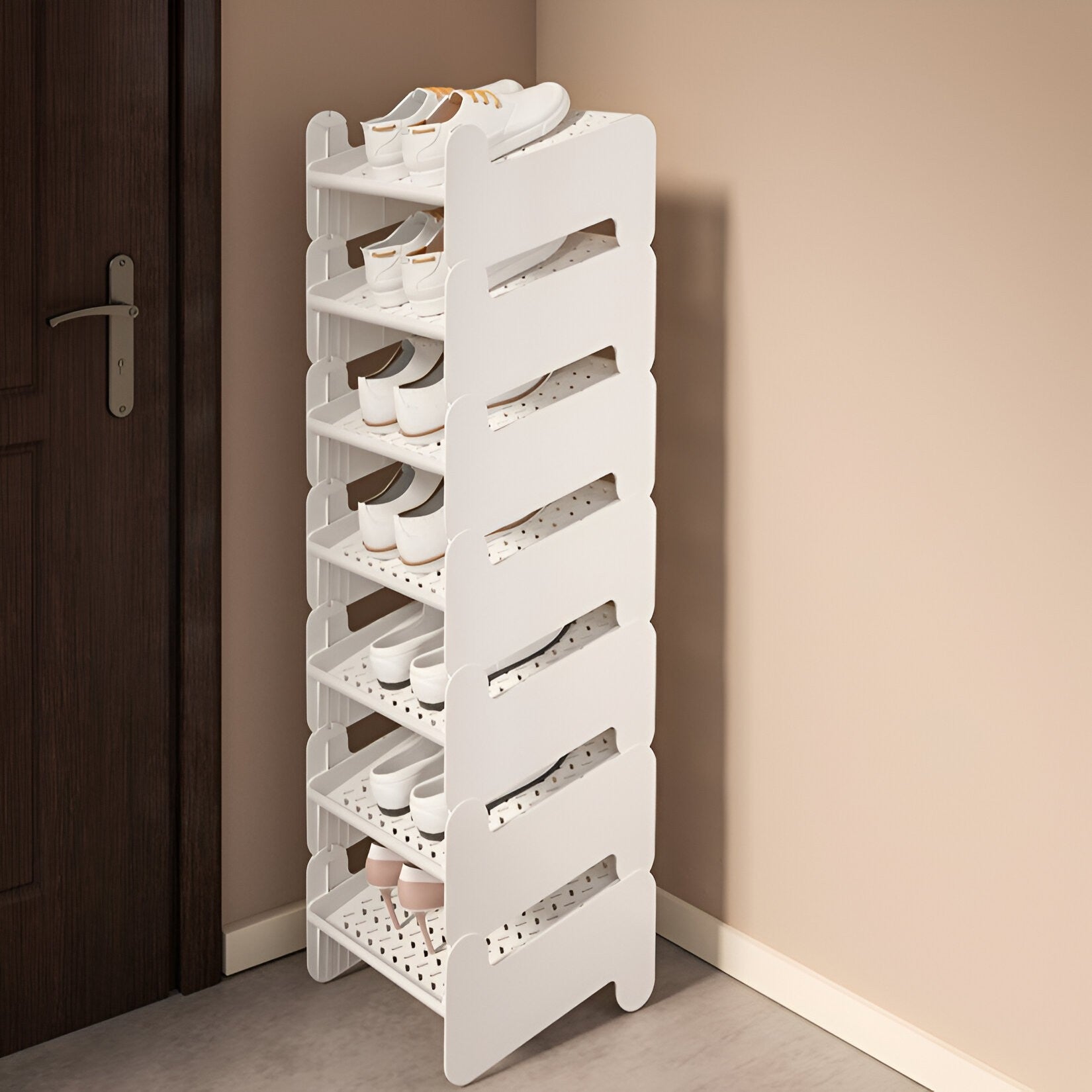 Suport pentru Pantofi, Flippy, cu Doua Straturi, Organizator, Antiderapant și Durabil, 26x24.8x16 cm, Alb-5