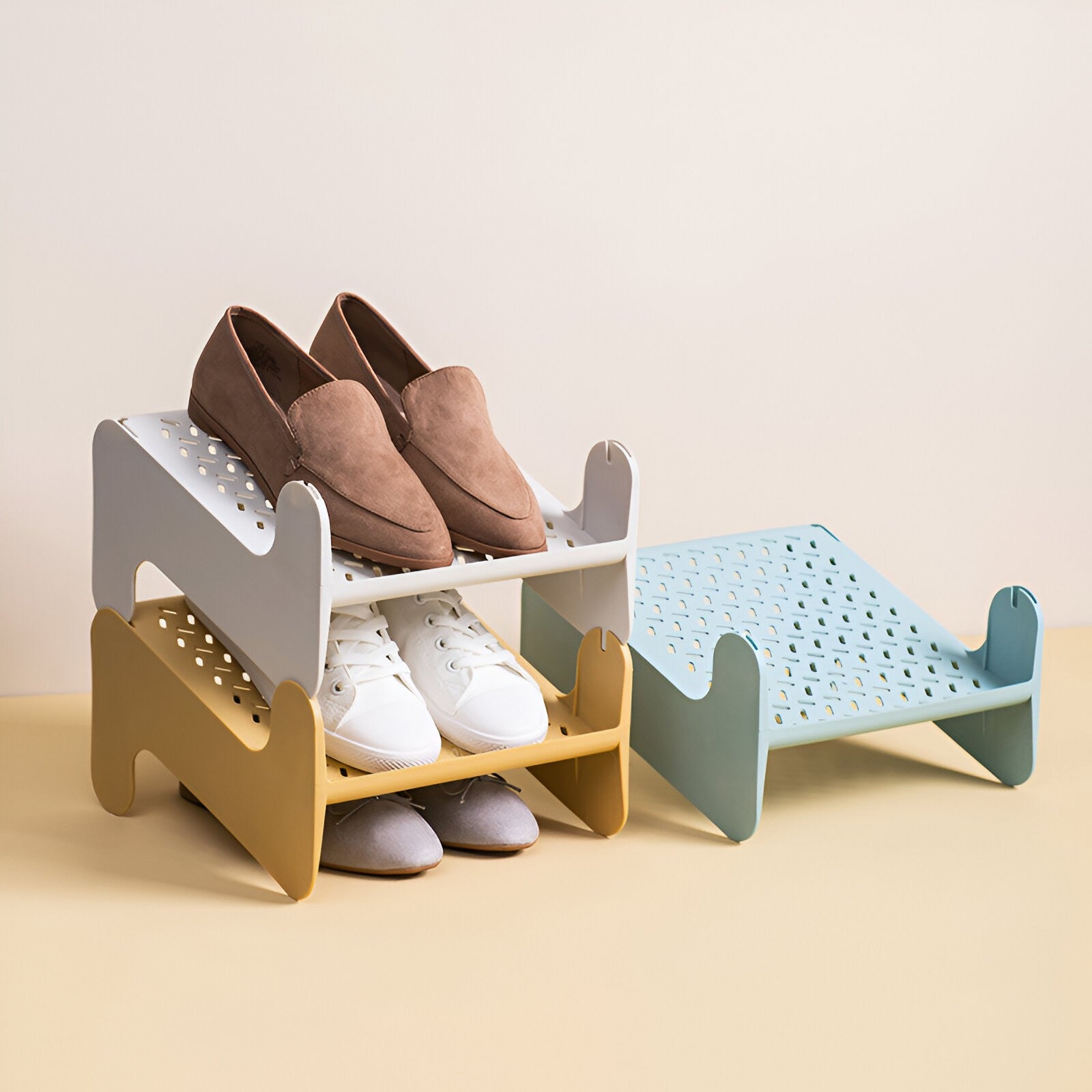 Suport pentru Pantofi, Flippy, cu Doua Straturi, Organizator, Antiderapant și Durabil, 26x24.8x16 cm, Albastru-2