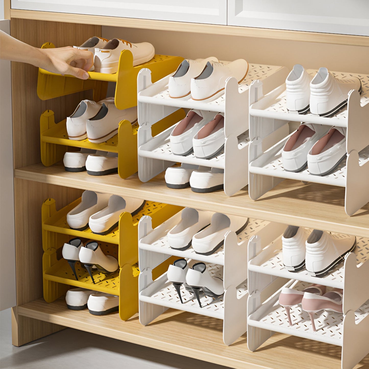 Suport pentru Pantofi, Flippy, cu Doua Straturi, Organizator, Antiderapant și Durabil, 26x24.8x16 cm, Maro-7