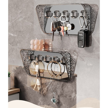 Raft de Depozitare cu Carlig, Flippy, Pentru Chei, Bijuterii, 20.3 x 4.6 x 10.3 cm, Gri-5