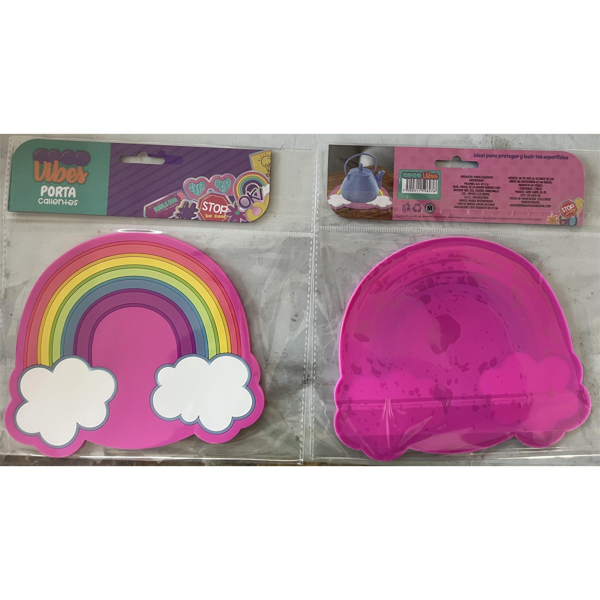 Suport pentru Pahar, Flippy, Model Curcubeu, PVC, Dimensiuni 18.5x18.5 cm, Multicolor-0