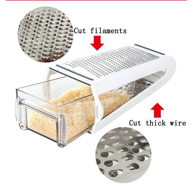 Razatoare de bucatarie cu cutie colectoare Flippy, doua tipuri de lame, carcasa inox si ABS, design practic, alb-1