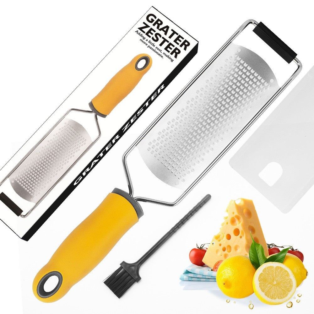 Razatoare manuala Flippy, perie inclusa, Inox, usor de utilizat, 31x6.7 cm, Galben-3