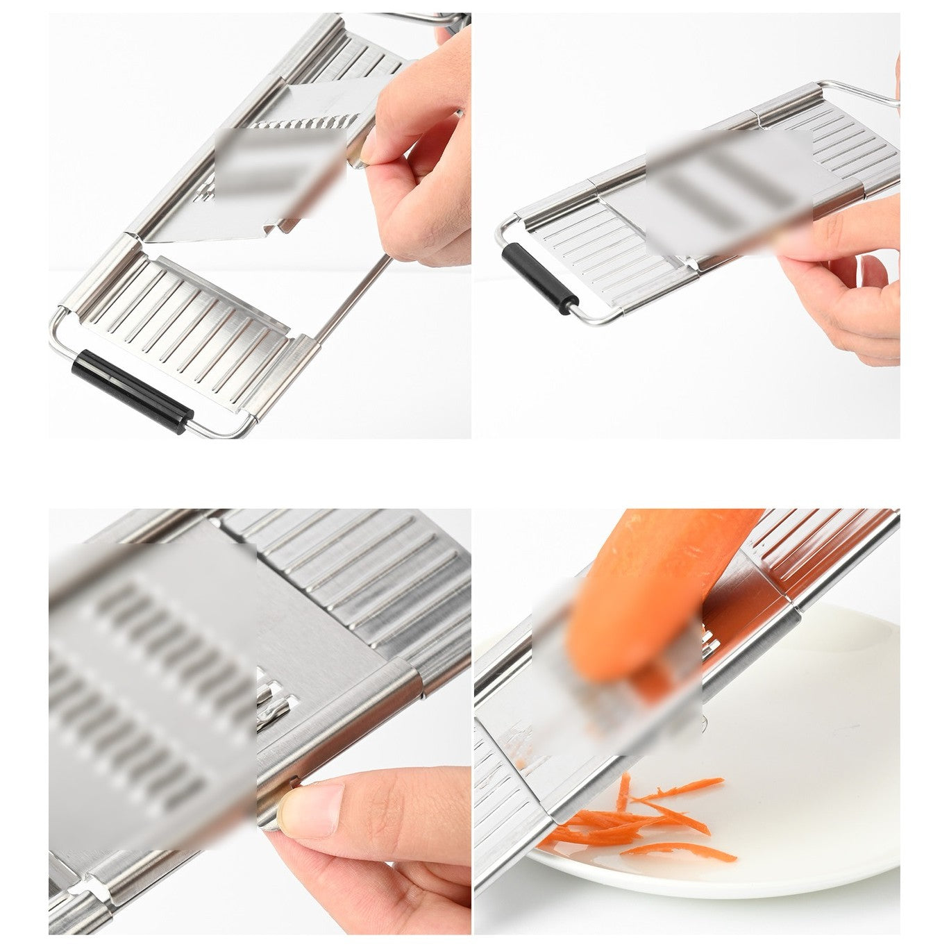 Razatoare multifunctionala Flippy, Inox, 4 tipuri de lame, usor de manevrat, maner din ABS ergonomic,33 x 8.6 cm, periuta curatare inclusa, Lame interschimbabile, Argintiu-4
