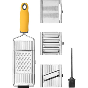 Razatoare multifunctionala Flippy, Inox, 4 tipuri de lame, usor de manevrat, maner din ABS ergonomic,33 x 8.6 cm, periuta curatare inclusa, Lame interschimbabile, Argintiu-0
