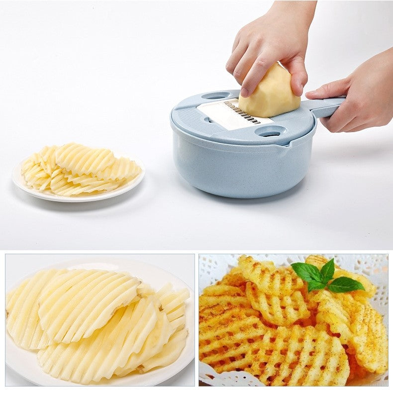 Razatoare multifunctionala Flippy pentru legume, fructe, branzeturi, 10 piese, 27.6x8 cm, albastru-3