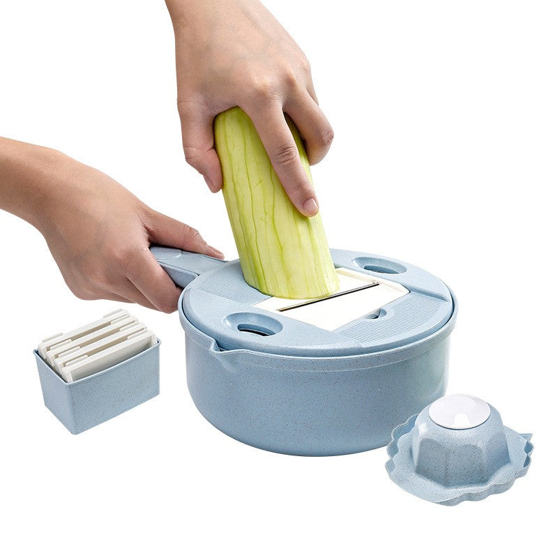 Razatoare multifunctionala Flippy pentru legume, fructe, branzeturi, 10 piese, 27.6x8 cm, albastru-4