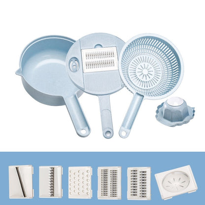 Razatoare multifunctionala Flippy pentru legume, fructe, branzeturi, 10 piese, 27.6x8 cm, albastru-0