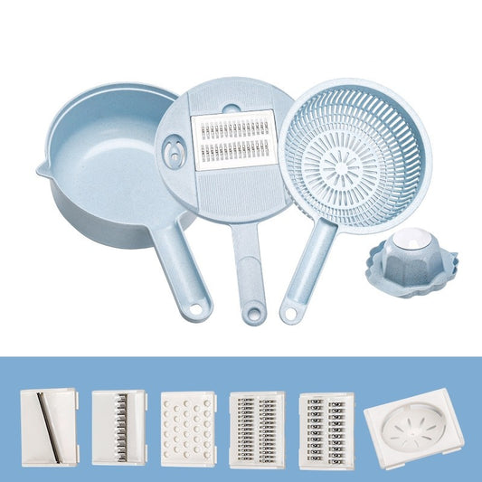 Razatoare multifunctionala Flippy pentru legume, fructe, branzeturi, 10 piese, 27.6x8 cm, albastru-0