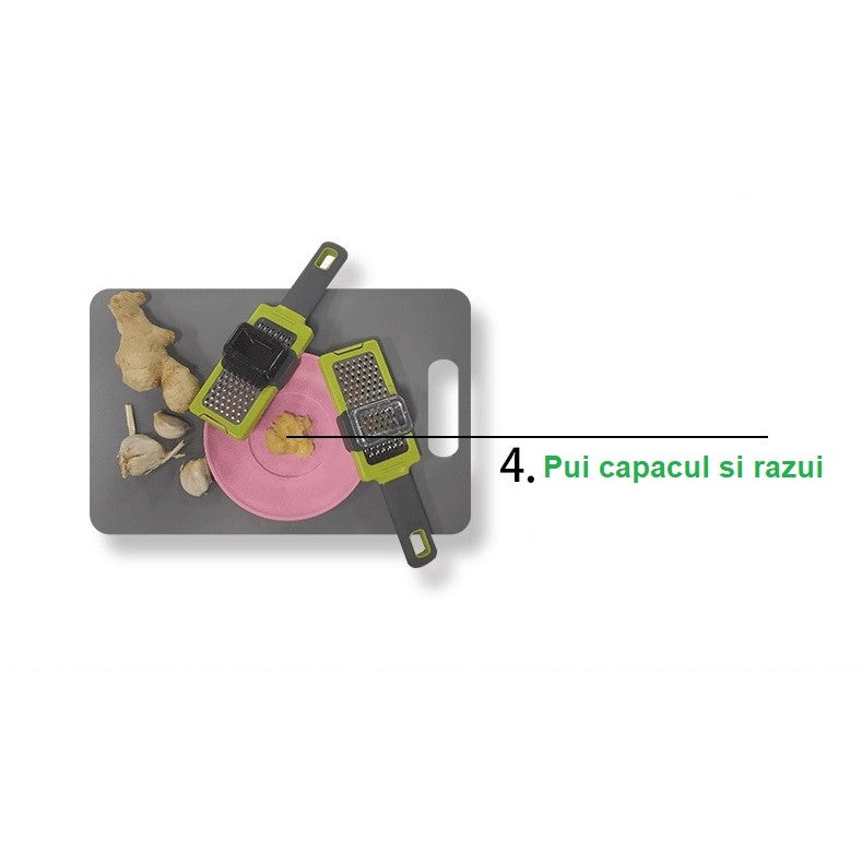Razatoare Multifunctionala, Flippy, pentru Ustuoi, Branza, Cascaval, 20.3 x 5.8 x 3.3 cm, Verde/Gri-4