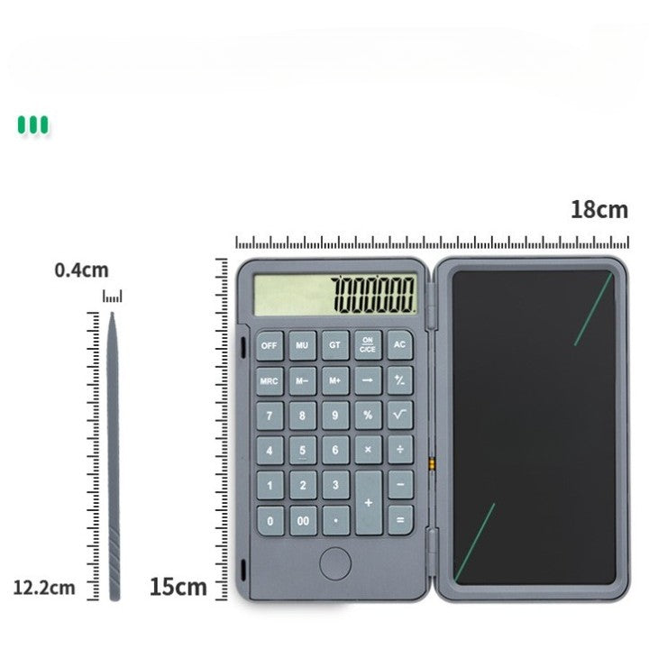 Calculator de Mana Reincarcabil cu Tabla de Scris, Flippy, Calculator Portabil, Ecran LCD, Afisaj cu 12 Cifre, Ecran de 15 cm, Culoare Gri-1