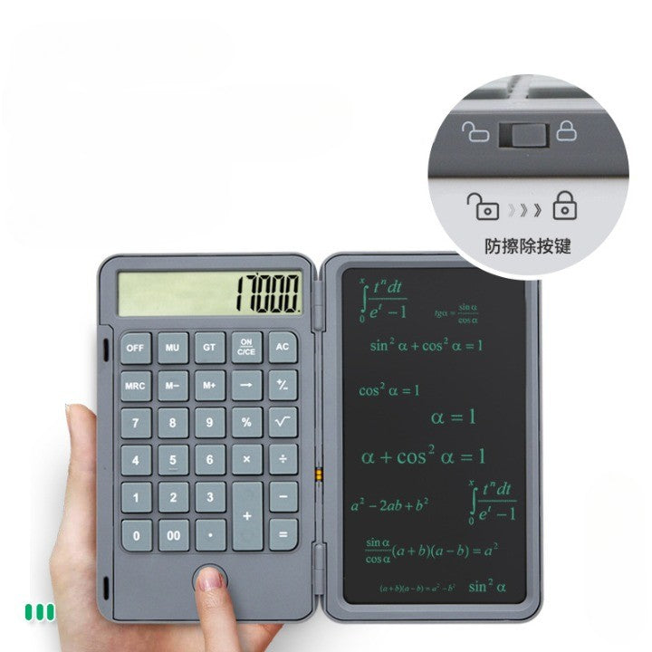 Calculator de Mana Reincarcabil cu Tabla de Scris, Flippy, Calculator Portabil, Ecran LCD, Afisaj cu 12 Cifre, Ecran de 15 cm, Culoare Gri-2