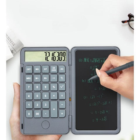 Calculator de Mana Reincarcabil cu Tabla de Scris, Flippy, Calculator Portabil, Ecran LCD, Afisaj cu 12 Cifre, Ecran de 15 cm, Culoare Gri-4
