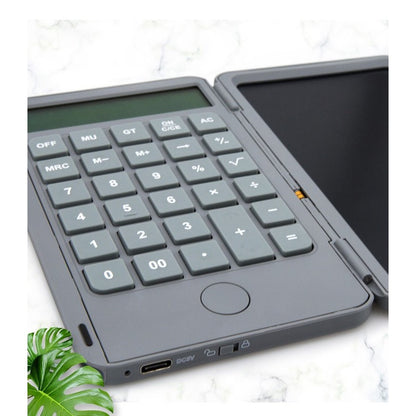 Calculator de Mana Reincarcabil cu Tabla de Scris, Flippy, Calculator Portabil, Ecran LCD, Afisaj cu 12 Cifre, Ecran de 15 cm, Culoare Gri-5