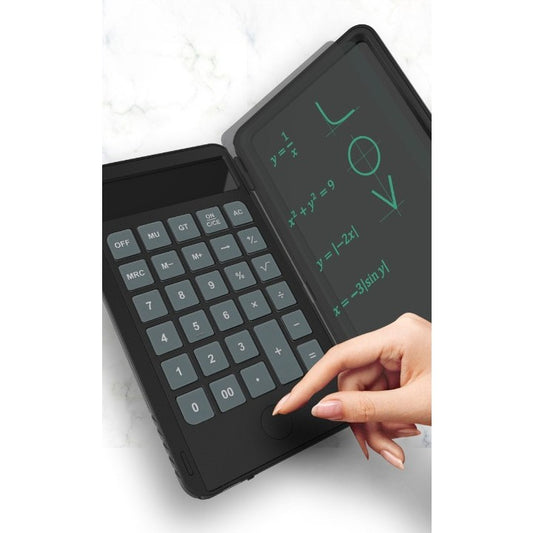 Calculator de Mana Reincarcabil cu Tabla de Scris, Flippy, Calculator Portabil, Ecran LCD, Afisaj cu 12 Cifre, Ecran de 15 cm, Culoare Negru-1