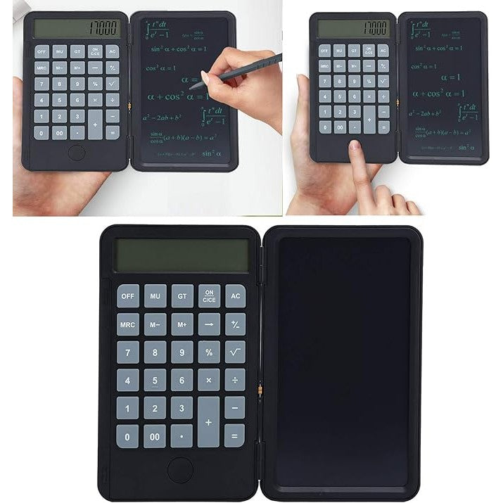 Calculator de Mana Reincarcabil cu Tabla de Scris, Flippy, Calculator Portabil, Ecran LCD, Afisaj cu 12 Cifre, Ecran de 15 cm, Culoare Negru-5