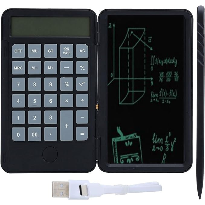 Calculator de Mana Reincarcabil cu Tabla de Scris, Flippy, Calculator Portabil, Ecran LCD, Afisaj cu 12 Cifre, Ecran de 15 cm, Culoare Negru-7