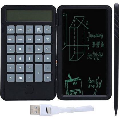 Calculator de Mana Reincarcabil cu Tabla de Scris, Flippy, Calculator Portabil, Ecran LCD, Afisaj cu 12 Cifre, Ecran de 15 cm, Culoare Negru-7