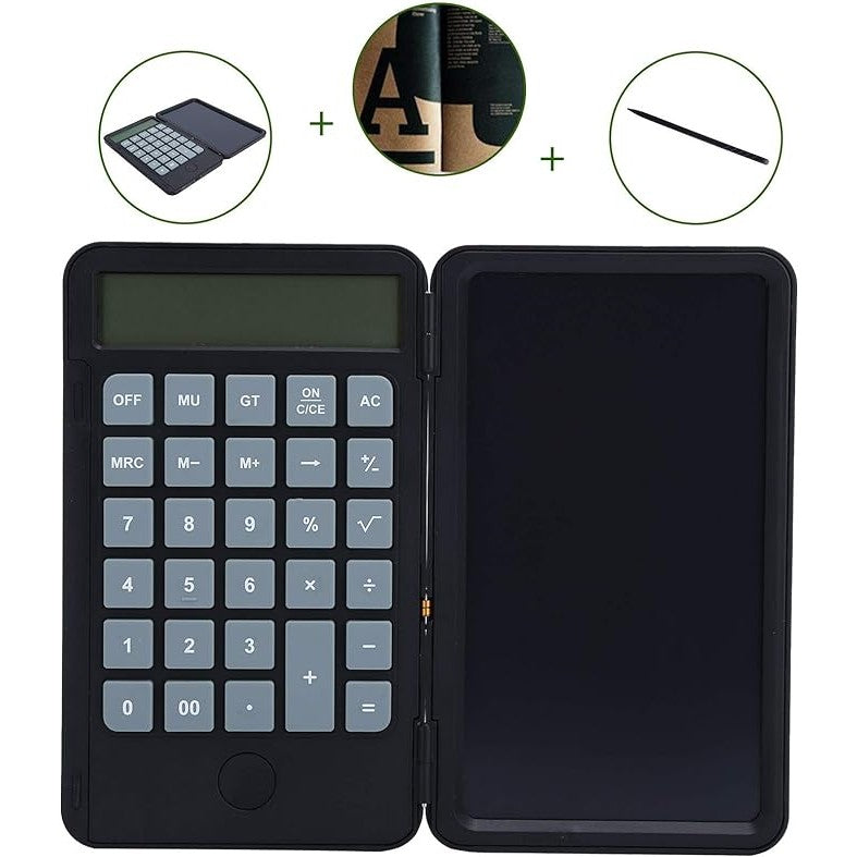 Calculator de Mana Reincarcabil cu Tabla de Scris, Flippy, Calculator Portabil, Ecran LCD, Afisaj cu 12 Cifre, Ecran de 15 cm, Culoare Negru-8