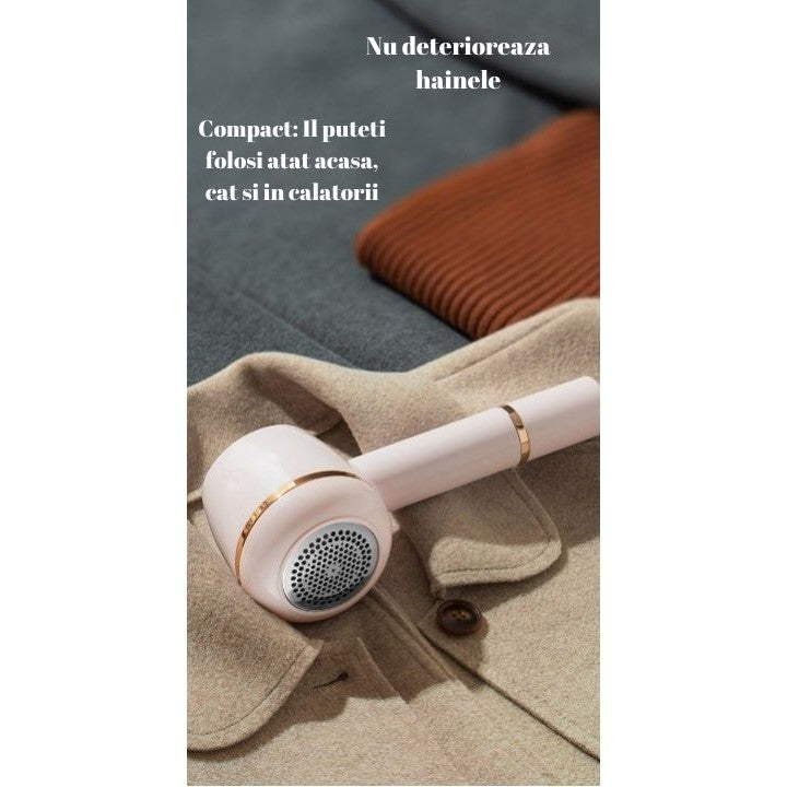 Aparat Pentru Curatat Scame, Par Si Praf, Flippy, Pentru Diferite Tipuri De Material, Cu Lame Din Otel Inoxidabil, Incarcare Prin USB Type-C, Cu Perie De Curatare, Cablu USB Si Stick Cu Lipici Incluse, Roz, 220 x 86 mm-4