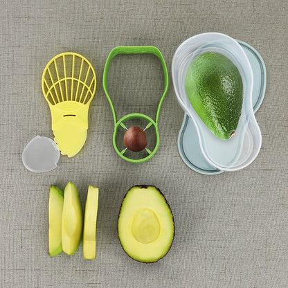 Recipient de Depozitare Avocado 5in1, Flippy, Etans, pentru Frigider, din Plastic, Dispozitiv de Taiat, Curatat, Feliat, 14x4x7 cm, Verde-4