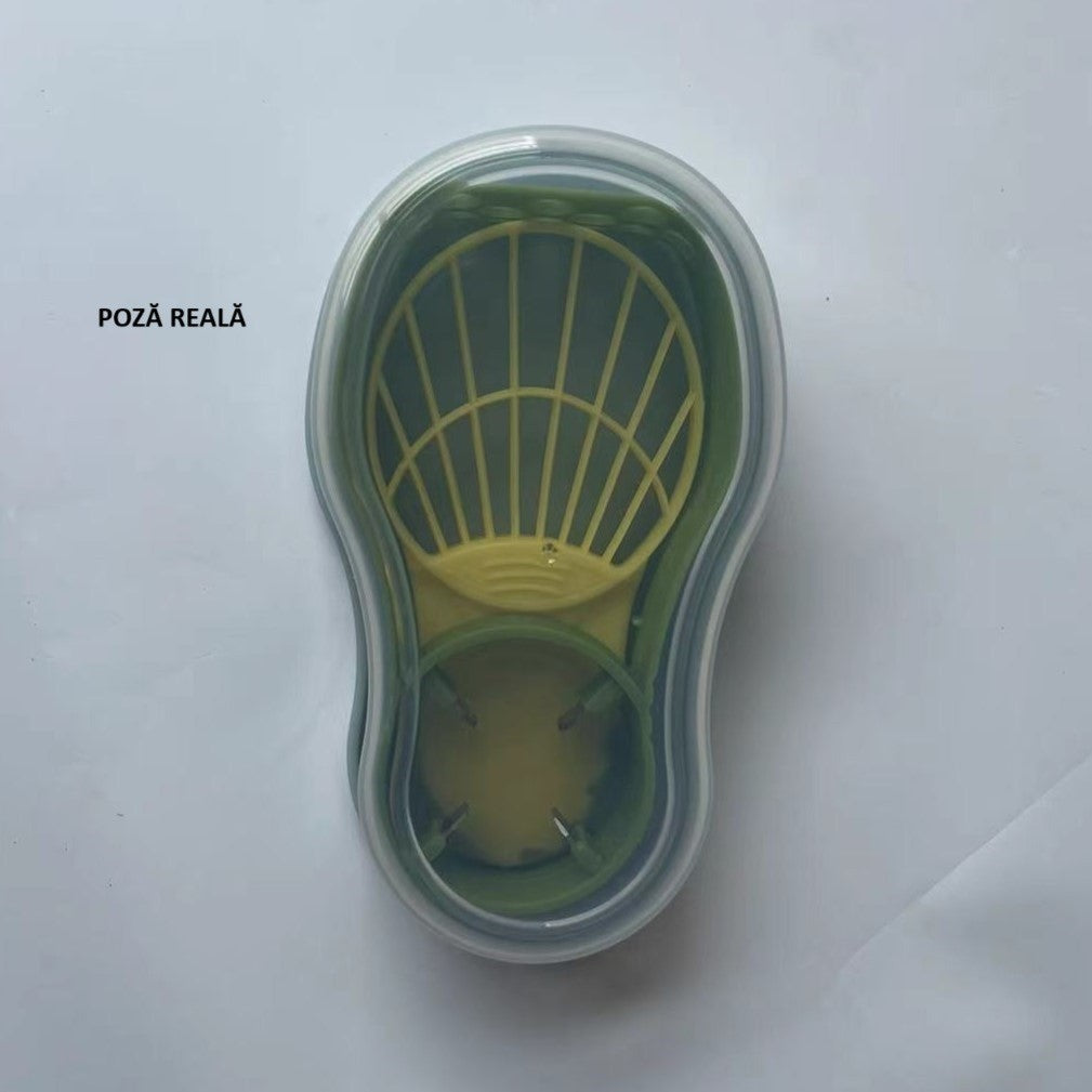 Recipient de Depozitare Avocado 5in1, Flippy, Etans, pentru Frigider, din Plastic, Dispozitiv de Taiat, Curatat, Feliat, 14x4x7 cm, Verde-5