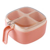 Recipient pentru condimente Flippy, 4 casute, potrivit pentru sare, cimbru, piper, condimente, 4 lingurite din plastic, capac din plastic, maner, 14x14x8 cm, roz-0