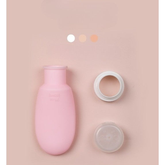Recipient Portabil din Silicon Elegant de Voiaj, Sticla de Calatorie, Flippy, Potrivita pentru Lotiune, Sampon si Alte Lichide, Anti-scurgere, cu Posibilitate de Reumplere, Capacitate 90mL, 14cm, Roz-1
