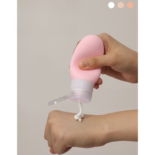 Recipient Portabil din Silicon Elegant de Voiaj, Sticla de Calatorie, Flippy, Potrivita pentru Lotiune, Sampon si Alte Lichide, Anti-scurgere, cu Posibilitate de Reumplere, Capacitate 90mL, 14cm, Roz-3