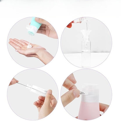 Recipient Portabil din Silicon Elegant de Voiaj, Sticla de Calatorie, Flippy, Potrivita pentru Lotiune, Sampon si Alte Lichide, Anti-scurgere, cu Posibilitate de Reumplere, Capacitate 90mL, Mov-2