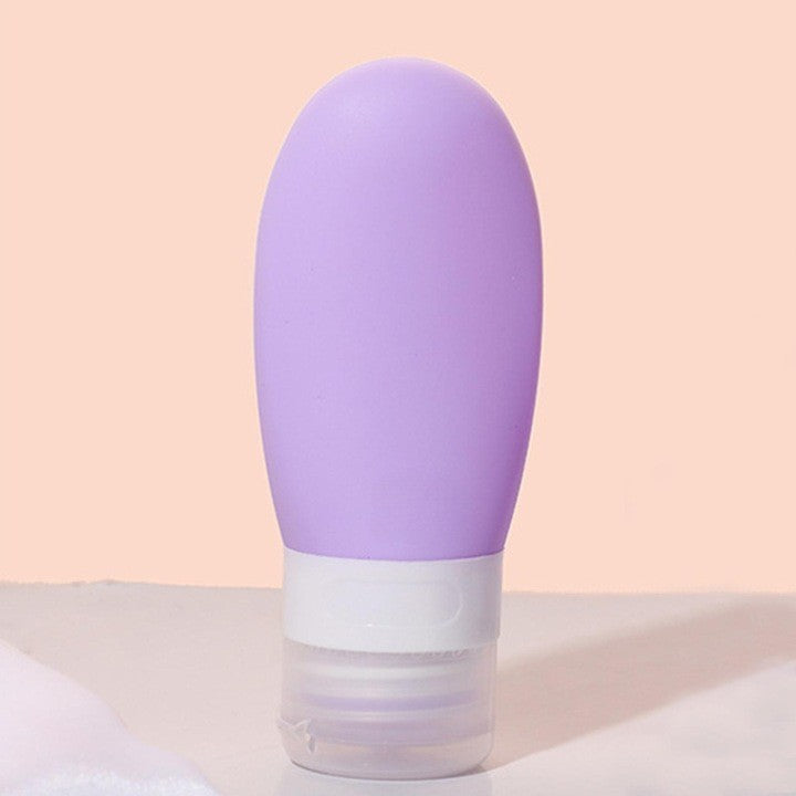 Recipient Portabil din Silicon Elegant de Voiaj, Sticla de Calatorie, Flippy, Potrivita pentru Lotiune, Sampon si Alte Lichide, Anti-scurgere, cu Posibilitate de Reumplere, Capacitate 90mL, Mov-3