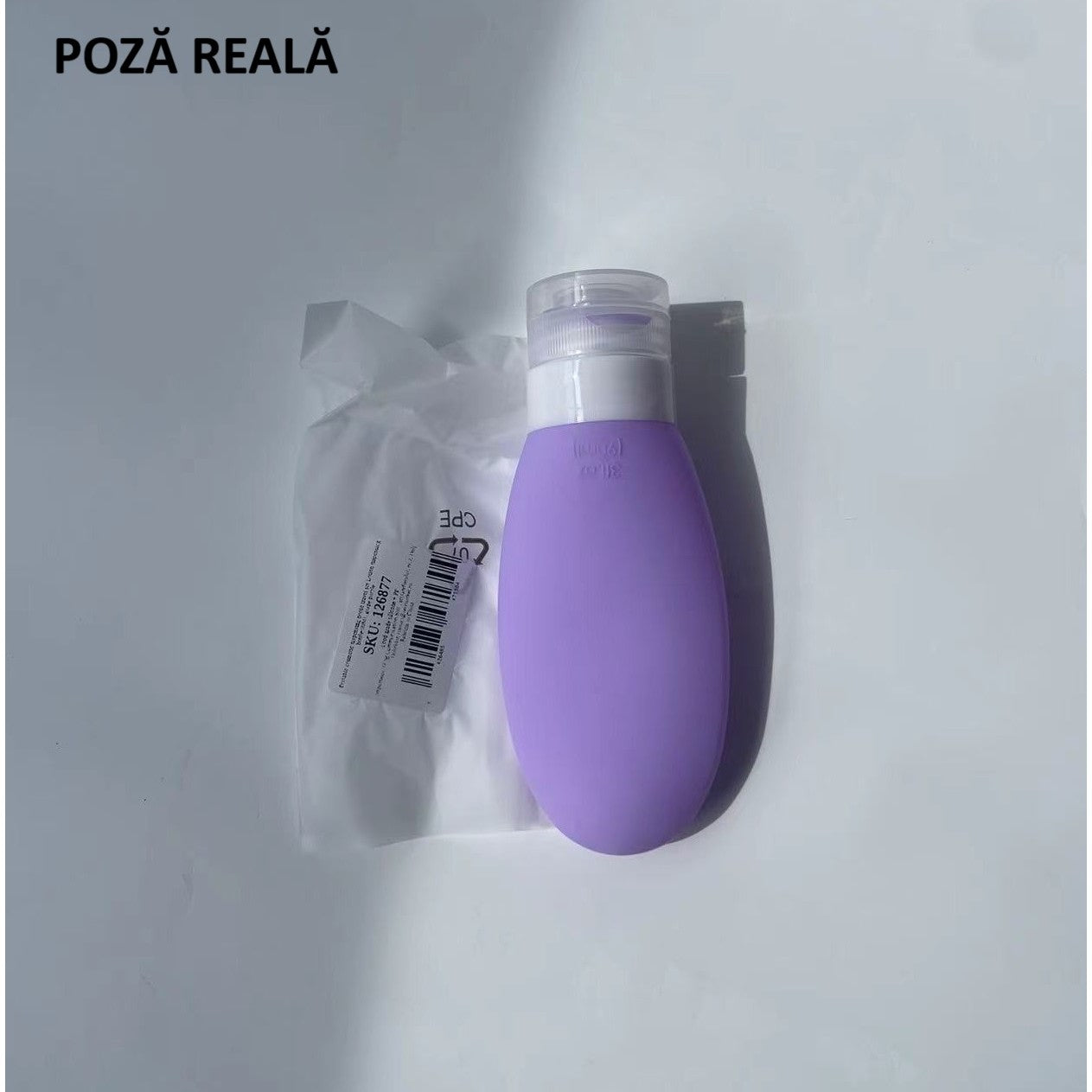 Recipient Portabil din Silicon Elegant de Voiaj, Sticla de Calatorie, Flippy, Potrivita pentru Lotiune, Sampon si Alte Lichide, Anti-scurgere, cu Posibilitate de Reumplere, Capacitate 90mL, Mov-5