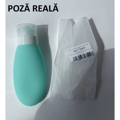 Recipient Portabil din Silicon Elegant de Voiaj, Sticla de Calatorie, Flippy, Potrivita pentru Lotiune, Sampon si Alte Lichide, Anti-scurgere, cu Posibilitate de Reumplere, Capacitate 90mL, Verde-5