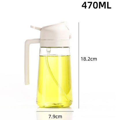 Recipient Ulei 2 in 1, Functie Spray & Turnare, din Sticla, Fara Scurgere, 18.5 x 7.7 cm, 470 ml, Alb