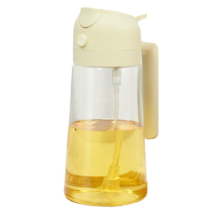 Recipient Ulei 2 in 1, Functie Spray & Turnare, din Sticla, Fara Scurgere, 18.5 x 7.7 cm, 470 ml, Alb