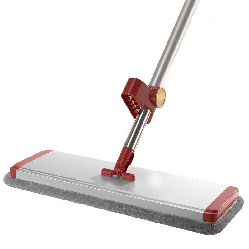 Mop Plat cu Laveta din Microfibra, Flippy, Pentru Uz Casnic, cu 2 Lavete Incluse, Sistem de Stoarcere, Tija Telescopica 130 cm, Rotire 360°, 42 x 130 cm, Rosu-0