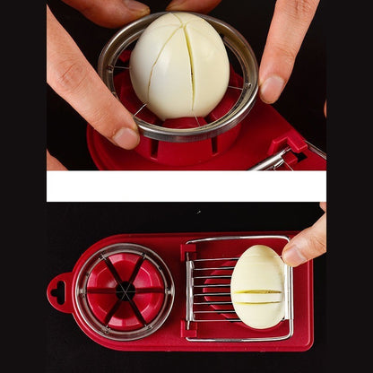 Feliator multifunctional Flippy pentru oua, mozzarela, fructe, 2 forme de feliere, agatatoare, 20 cm, Visiniu-2