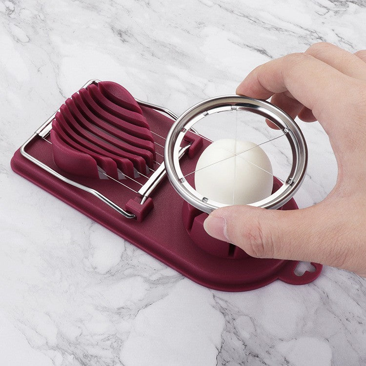 Feliator multifunctional Flippy pentru oua, mozzarela, fructe, 2 forme de feliere, agatatoare, 20 cm, Visiniu-3
