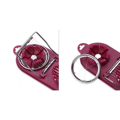 Feliator multifunctional Flippy pentru oua, mozzarela, fructe, 2 forme de feliere, agatatoare, 20 cm, Visiniu-4