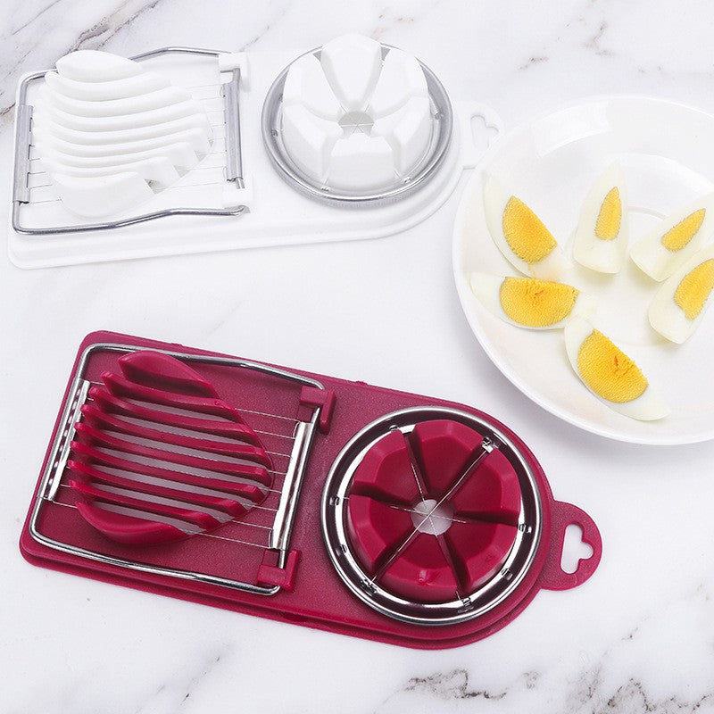 Feliator multifunctional Flippy pentru oua, mozzarela, fructe, 2 forme de feliere, agatatoare, 20 cm, Visiniu-6