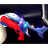 Pistol cu Lansator de Avion, Flippy, Pistol Rosu, Avion Albastru cu Lumini, cu Roti, 38 cm-0