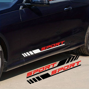 Set 2 stickere autoadezive Tuning in doua culori, model "Racing Stripes V3", dimensiune 58 cm, culoare Alb + Rosu-0