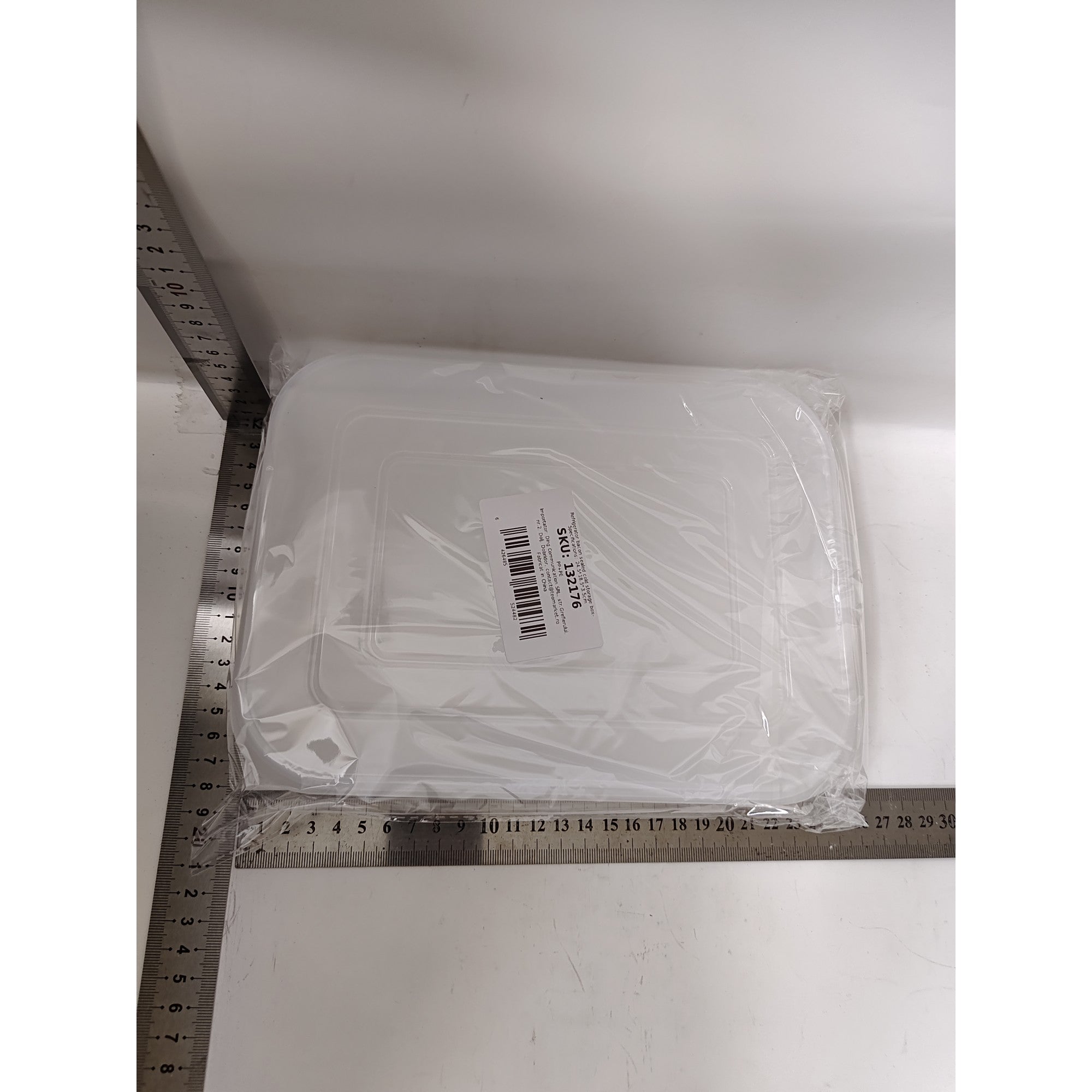 Cutie de depozitare de uz casnic, rezistentă la umiditate, rezervor sigilat pentru depozitare alimentară,24.5 x 18.5 x 3.5cm, Alb Transparent-1