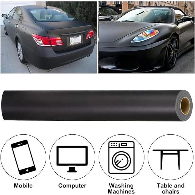 Folie auto pentru colantare integrala, Termoplastica, cu tehnologie "BUBBLE FREE", culoare Negru, finisaj Mat, dimensiune 3,0m x 1,52m-7