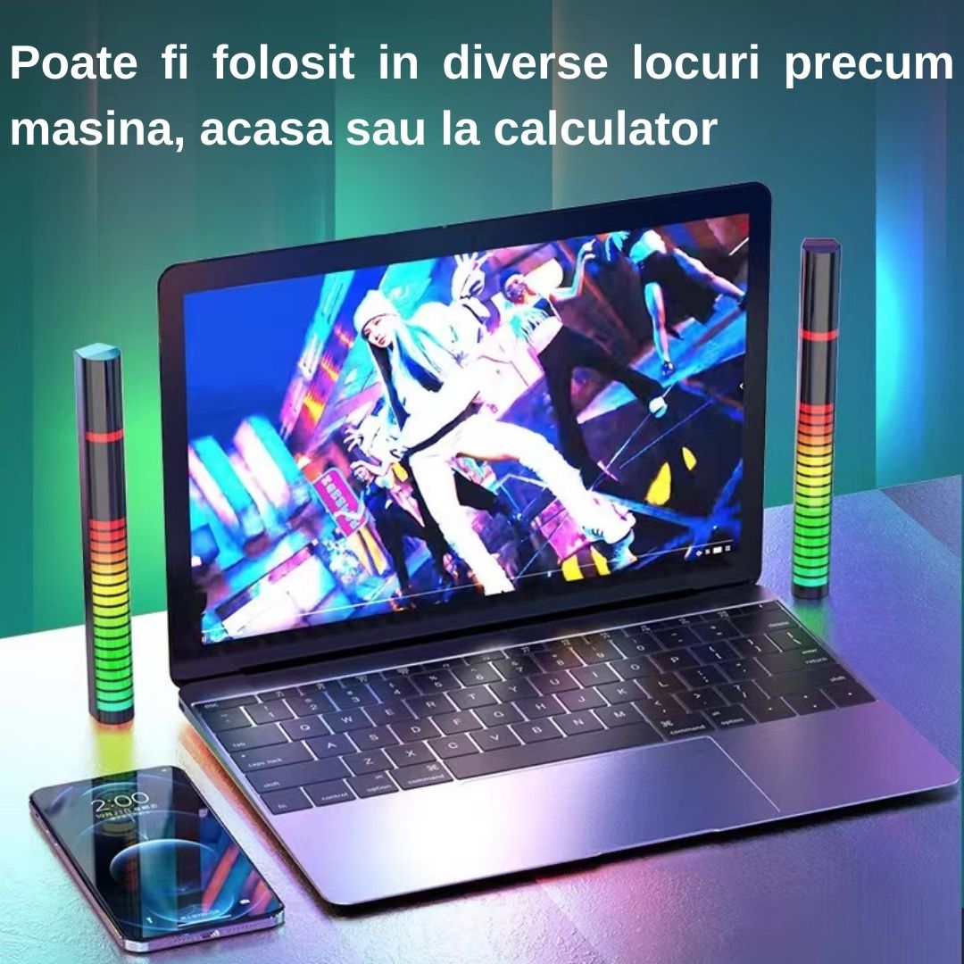 Bara cu leduri RGB 360°, control prin aplicatie, 32 leduri, multiple moduri