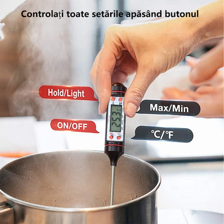 Termometru digital pentru gatit, Otel inoxidabil, Ecran LCD, -50 - 300 °C